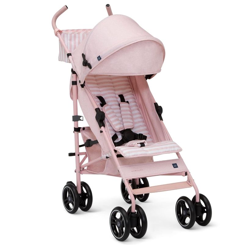 Photo 1 of GAP babyGap Classic Stroller - Lightweight Stroller with Recline, Extendable Sun Visors & Compact Fold - Made with Sustainable Materials, Pink Stripes
