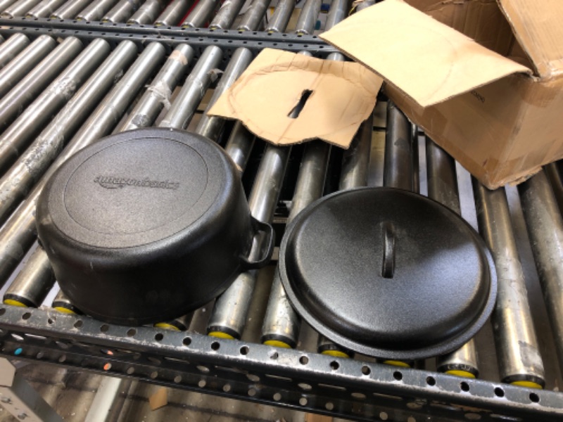 Photo 2 of Amazon Basics Pre-Seasoned Cast Iron Dutch Oven Pot with Lid and Dual Handles, 7-Quart 7-Quart Pot