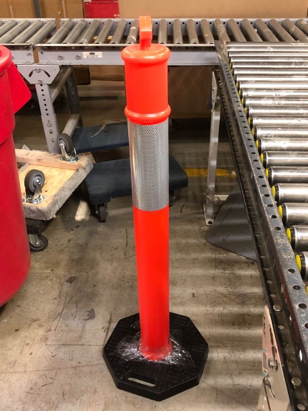 Photo 2 of BATTIFE Delineator Post with Base 45", Orange Traffic Delineator Cones with Reflective Collar for Driving Practice, Construction Work 