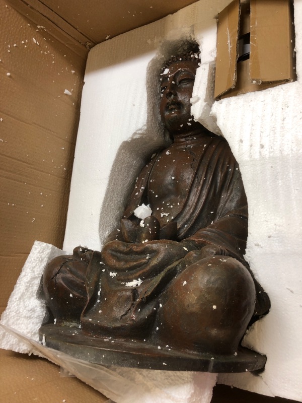 Photo 4 of Alpine Corporation 33" Tall Indoor/Outdoor Meditating Buddha Water Fountain Yard Décor