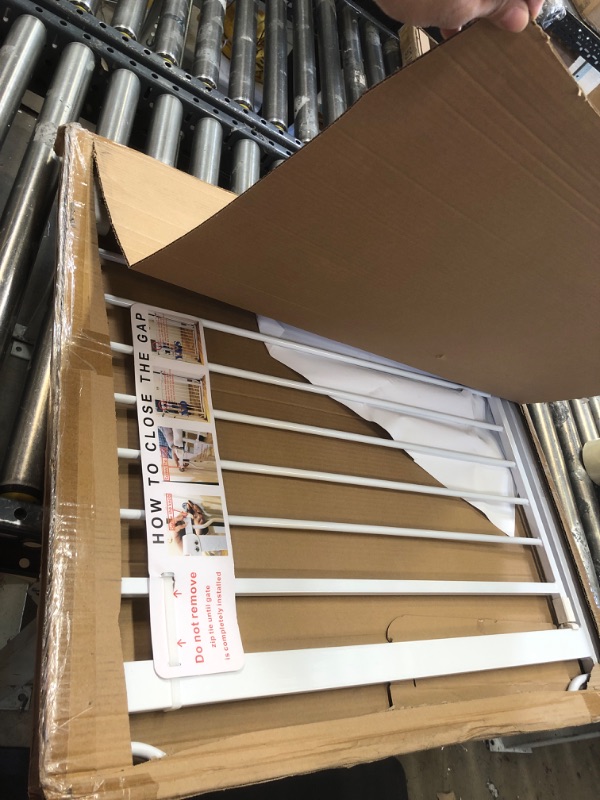 Photo 1 of BalanceFrom Easy Walk-Thru Safety Gate for Doorways and Stairways with Auto-Close/Hold-Open Features, Multiple Sizes, White 30-inch Tall, No Caps Fits 29.1 - 33.8" Wide