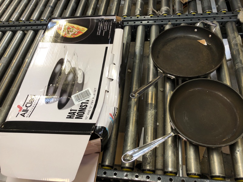 Photo 2 of All-Clad E1002S63 HA1 Hard Anodized Nonstick Fry Pan Cookware Set, 10 Inch and 12 Inch Fry Pan, 2 Piece, Grey 10-Inch and 12-Inch