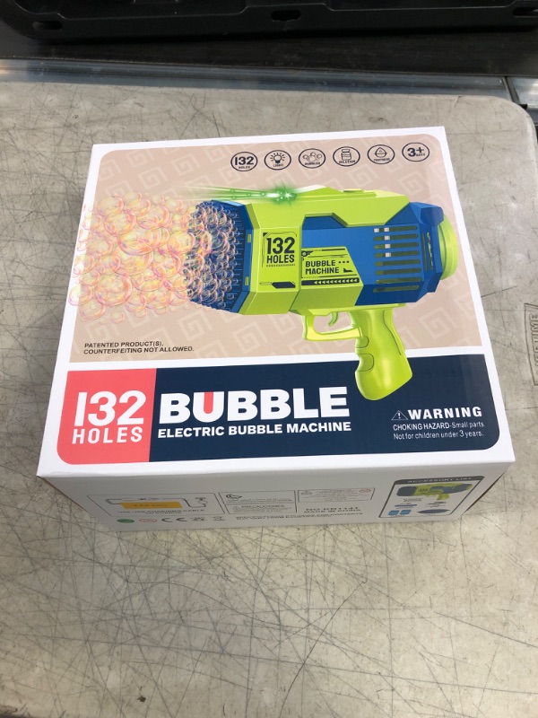 Photo 2 of 132 Holes Bubble Gun Toys, Rocket Launcher Bubble Blower Toy, Portable Bubble Machine with Colorful Light, Big Bubble Maker for Outdoor Indoor Games, Bubbles Machine for Wedding Birthday Gifts (Green) 132hole-green