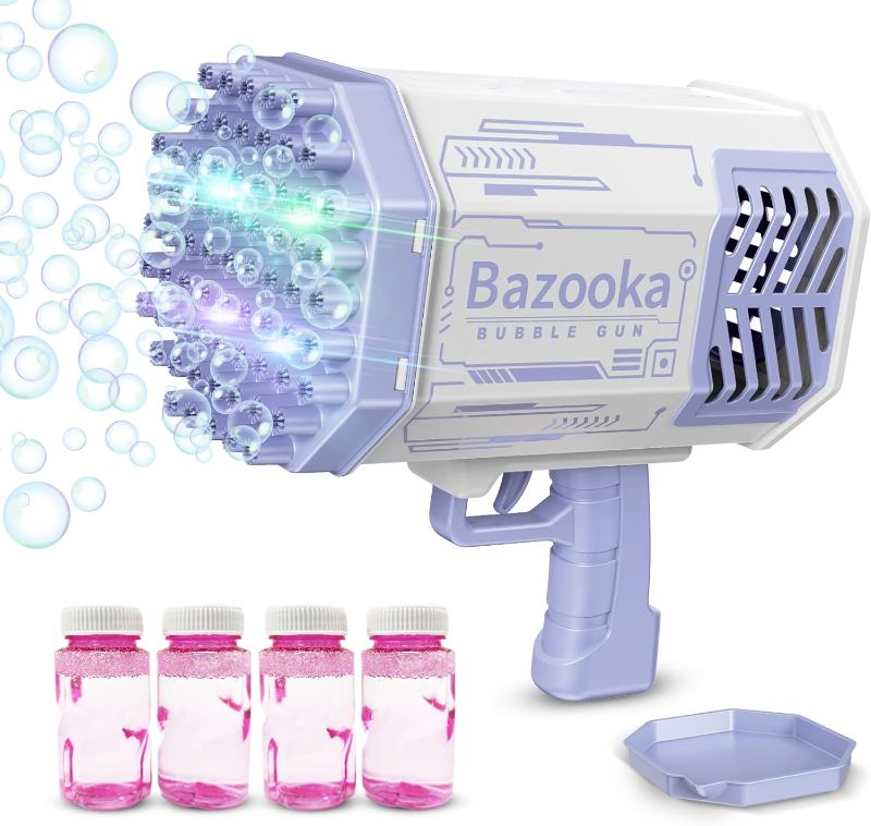 Photo 1 of Big Rocket Boom Bubble Blower - 69 Holes Bubbles Rocket Launcher Gun Machine with Colorful Lights for Adults Kids, Giant Foam Maker Guns Toys Wedding Outdoor Party Favors Gift
