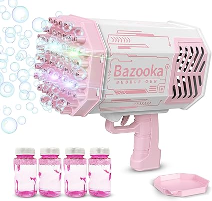 Photo 1 of Big Rocket Boom Bubble Blower - 69 Holes Bubbles Rocket Launcher Gun Machine with Colorful Lights for Adults Kids, Giant Foam Maker Guns Toys Wedding Outdoor Party Favors Gift

