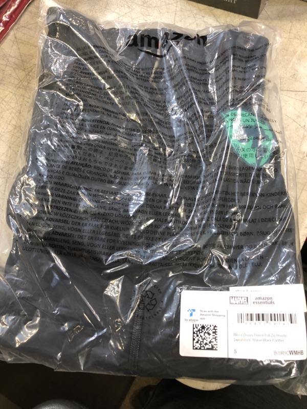 Photo 1 of Amazon Essentials Disney | Marvel | Star Wars Men's Fleece Full-Zip Hoodie Sweatshirts (Available in Big & Tall), Marvel Black Panther, Small
