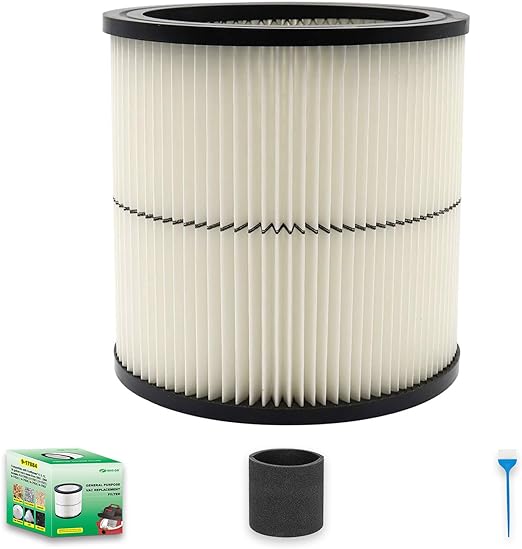 Photo 1 of 1 Pack 17884 Vacuum Cartridge Filter for Craftsman 6 8 12 16 Gallon & Large Wet/Dry Vacs + 1 Pack Foam Sleeve filter for Most Branded Vacuums, part # 9-17884 17935 17937 17920
