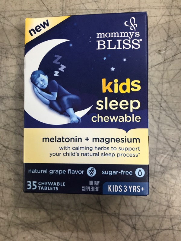 Photo 2 of Mommy's Bliss Kids Sleep Chewable Tablets, Contains Melatonin, Magnesium & Calming Herbs, Natural Sleep Aid, Grape Flavor, Sugar Free, Age 3+ (35 Servings)