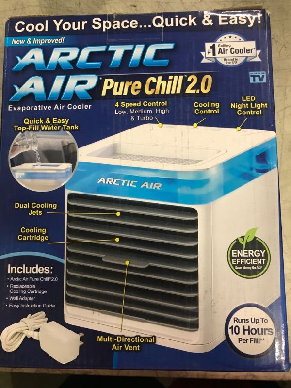 Photo 2 of Arctic Air Pure Chill 2.0 Evaporative Air Cooler by Ontel - Powerful, Quiet, Lightweight and Portable Space Cooler with Hydro-Chill Technology For Bedroom, Office, Living Room & More