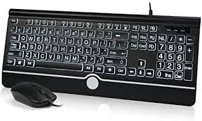 Photo 1 of Wired Keyboard and Mouse Combo - Large Print Light Up Keyboard, Kopjippom USB Silent Wired Backlit Keyboard and Optical Mouse for Windows, PC, Laptop - Easy to See, USB Play and Plug
