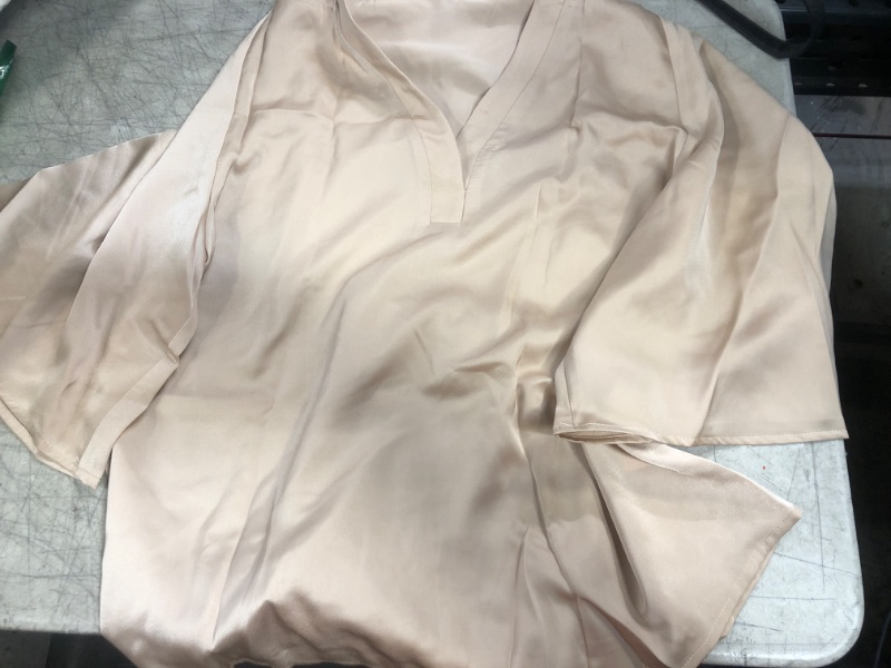 Photo 1 of womens quarter sleeve shirt - brown satin
size- large 