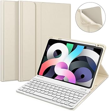 Photo 1 of Fintie Keyboard Case for iPad Air 5th Generation (2022) / iPad Air 4th Gen (2020) 10.9 Inch with Pencil Holder - Soft TPU Back Cover with Magnetically Detachable Bluetooth Keyboard, Starlight
