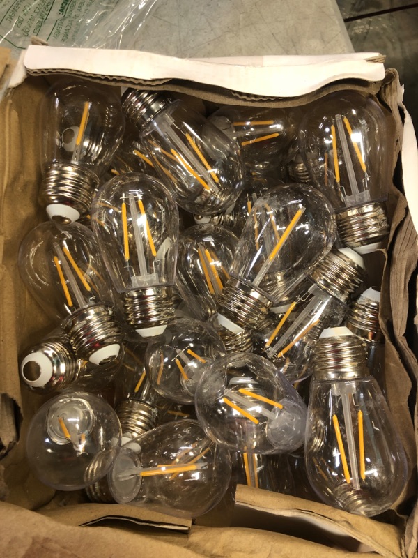 Photo 2 of 50 Pcs S14 LED Replacement Light Bulbs Shatterproof Waterproof String Light Replacement Bulb 2W Outdoor LED Bulb Vintage Patio Light Bulb E26 Base 120v Plastic LED Filament Clear Bulb