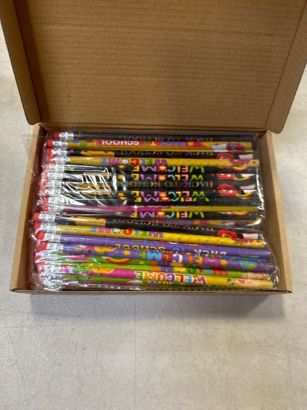 Photo 2 of Pajean 100 Pcs Welcome Back to School Pencils First Day of Holiday Inspirational HB with Eraser for Exams Stationery Party Reward Supplies, Classroom