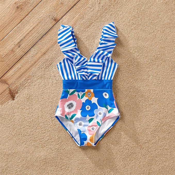 Photo 1 of  3/4Years Girls PATPAT  Swimsuits  One-Piece Ruffled Straps Bathing Suits Swimwear