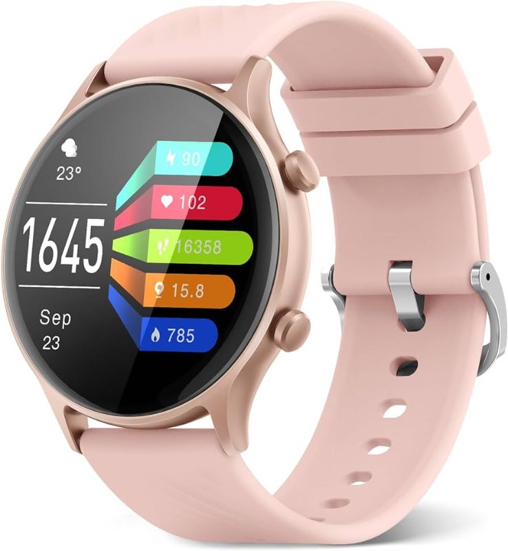 Photo 1 of Smart Watch for Men& Women, Smart Watch for Android iPhones with Pedometer, Fitness Tracker with Heart Rate Blood Pressure Monitor Call Reminder Smartwatch for iOS Android (Pink)