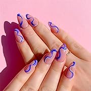 Photo 1 of DOCVOEOMH Purple Press on Nails Almond Shaped Medium Fake Nails Full Cover False Nails with Designs Purple Swirl Glue on Nails for Women 24PCS