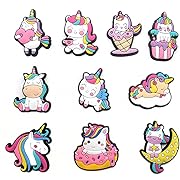 Photo 1 of 10pcs Cute Unicorn Scrapbooking Charms Stickers with Double-Sided Tape Cartoon PVC Flexible Glue Decoration for Notebook Suitcase Gifts for Kids