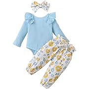 Photo 1 of 6/12M--CBHAIBLYD Baby Girl Clothes Romper Pants Clothing Set Floral Fall Outfits Winter Clothes for Infant Baby Girls Gift