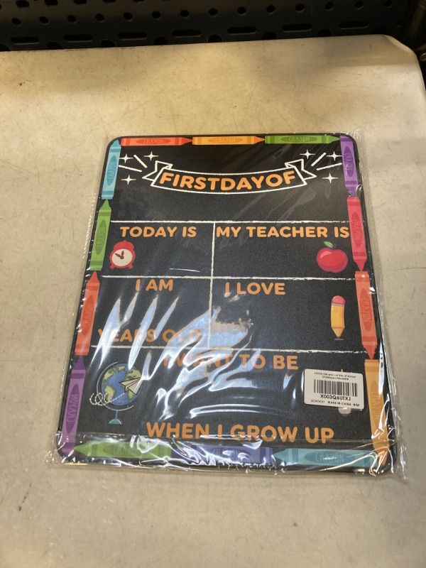 Photo 1 of First Day of School Board Sign, Back to School Chalkboard Sign Supplies, My First and Last Day of School Sign Board, 1st Day of School Chalkboard Sign for Kids First Day of Kindergarten Preschool Sign 1 Pack First and Last Day of School Chalkboard