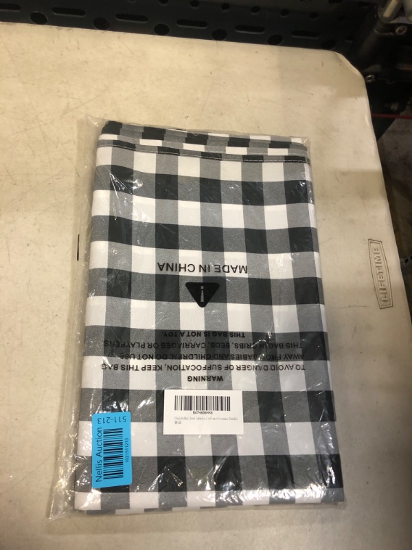 Photo 2 of Zdada Buffalo Check Tablecloth - 100% Polyester Fabric Black and White Plaid Tablecloth Picnic Use Home Decoration (54x54In) 54" x 54" Black and White