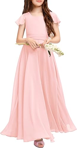 Photo 1 of Galawaqe Fancy Girl Junior Bridesmaid Dresses Kids Sleeveless Cute Maxi Dress Teen Long Wedding Party Prom Gowns size m 