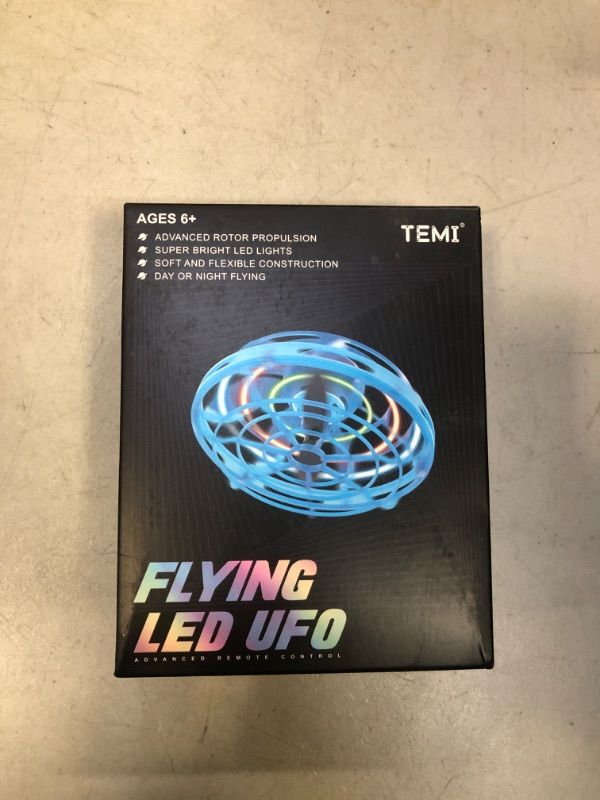 Photo 2 of 2023 Flying Toys for Kids, Magic Remote Control 360°Rotation Small UFO Ball with LED Lights,Mini Spinner Drones Boys Girls Adult Gift Hot Toys Birthday Christmas Outdoor Indoor(Blue)