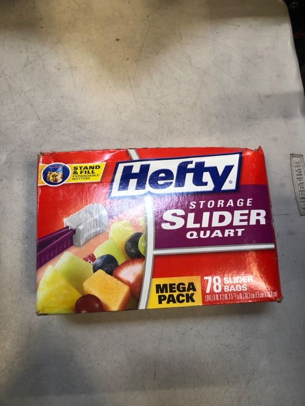 Photo 2 of Hefty Slider Storage Bags, Quart Size, 78 Count Quart - 78 Count (Pack of 1)