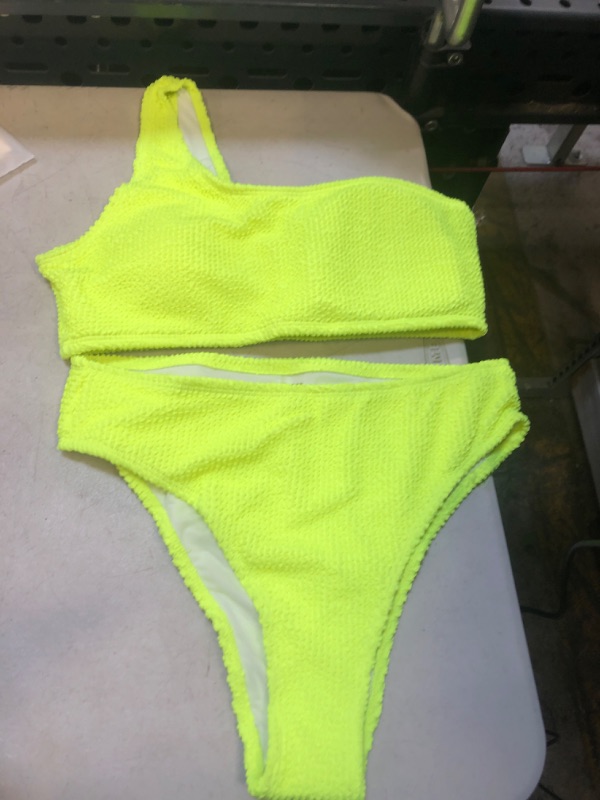 Photo 1 of Angerella women's plain yellow swimsuit set size m 