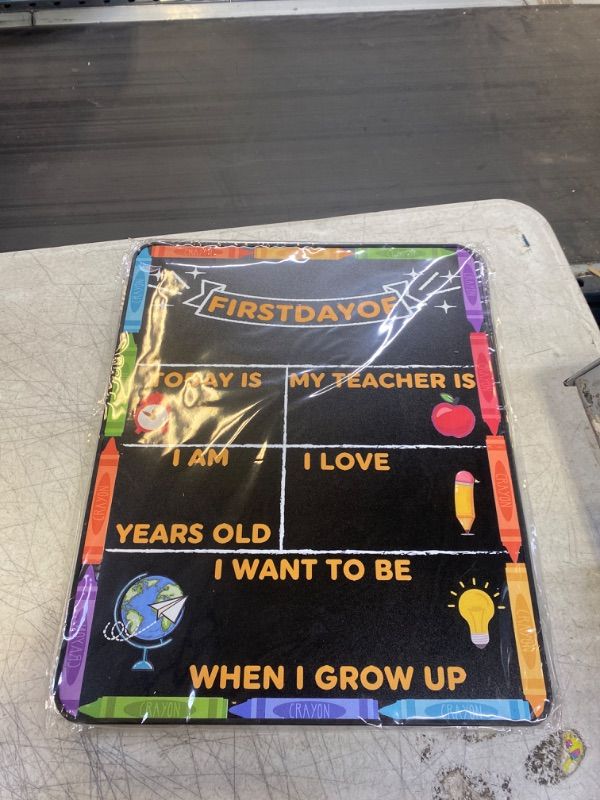 Photo 1 of First Day of School Board Sign, Back to School Chalkboard Sign Supplies, My First and Last Day of School Sign Board, 1st Day of School Chalkboard Sign for Kids First Day of Kindergarten Preschool Sign 1 Pack First and Last Day of School Chalkboard