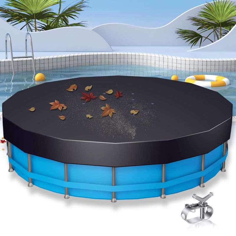 Photo 1 of 10 FT Pool Cover Round for Above Ground Pools?Inflatable Solar Pool Cover for Intex 28020E Easy Set Swimming Pools