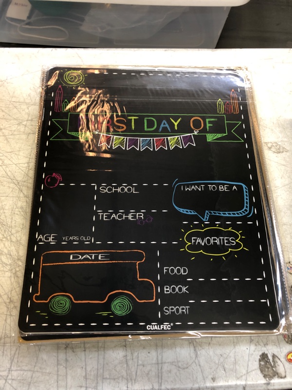 Photo 2 of Personalized First Day and Last Day of School Sign 13" x 16" Large Chalkboard Style Photo Prop Back to School Supplies - 2 Pcs