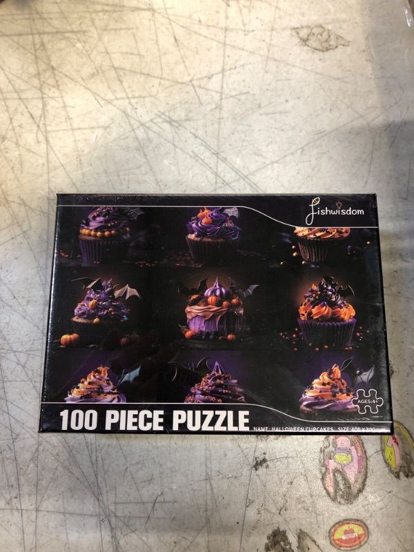 Photo 2 of fishwisdom 100 Piece Jigsaw Puzzle for Kids Age 4-8 Gift Family Time Halloween Cupcakes