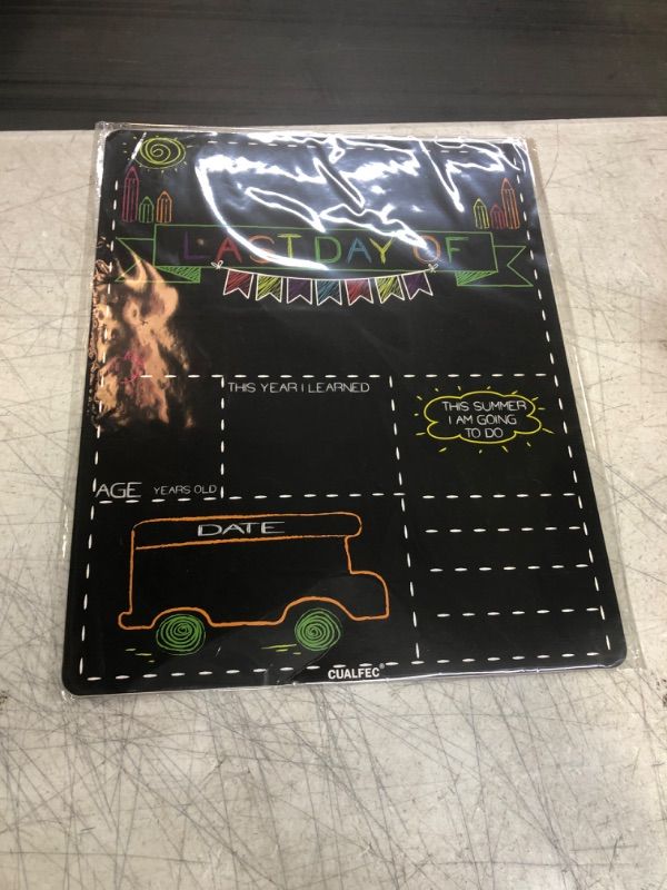 Photo 1 of Personalized First Day and Last Day of School Sign 13" x 16" Large Chalkboard Style Photo Prop Back to School Supplies - 2 Pcs