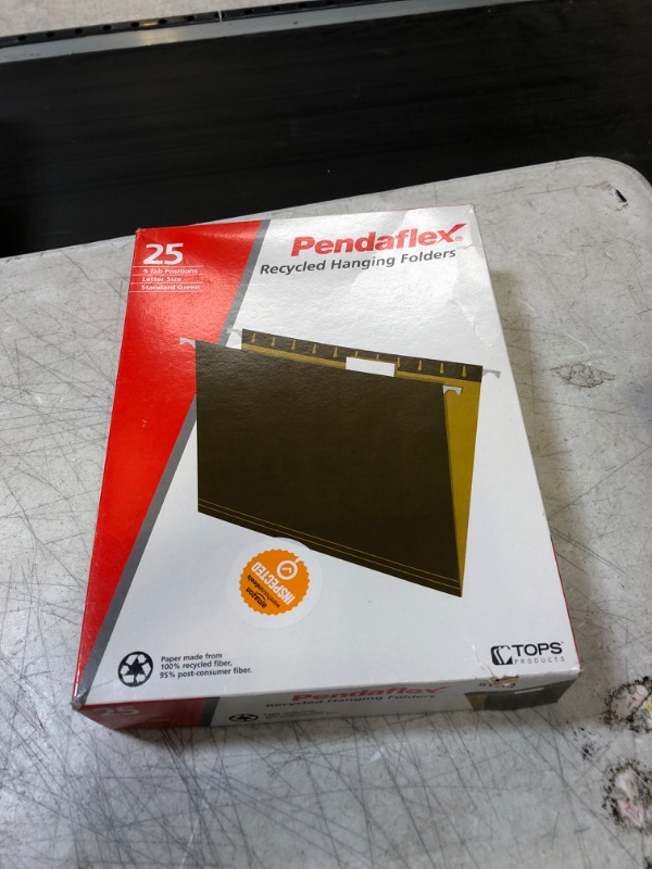 Photo 1 of Pendaflex Essentials Colored Hanging Folders 1/5 Tab Letter Standard Green 25