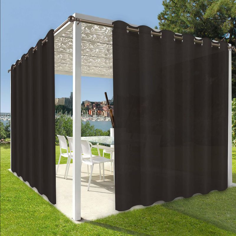 Photo 1 of 1panel---OutdoorLines Waterproof Indoor Outdoor Curtains for Patio-Privacy Sun Blocking Grommet Curtain Panel Weatherproof, UV Resistant Curtains for Gazebo, Porch, Pergola Chocolate 100W x 108L 1 Piece
