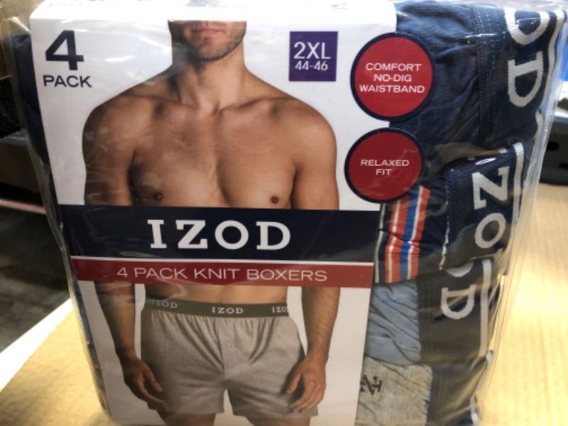 Photo 1 of (Size 2XL-- 44/46) --Izod Men's 4 Pack Knit Boxers Relaxed Fit
