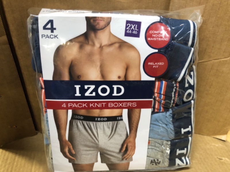 Photo 1 of (Size 2XL-- 44/46) --Izod Men's 4 Pack Knit Boxers Relaxed Fit
