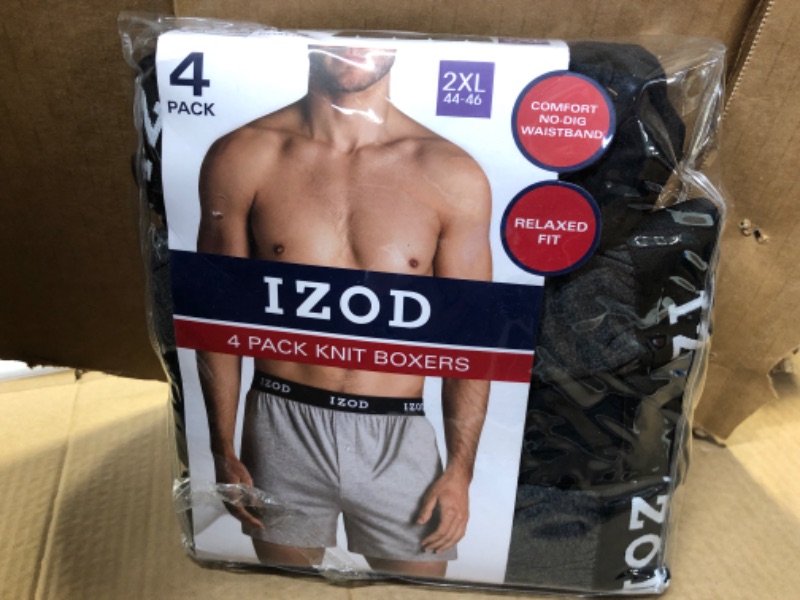 Photo 1 of (Size 2XL-- 44/46) --Izod Men's 4 Pack Knit Boxers Relaxed Fit
