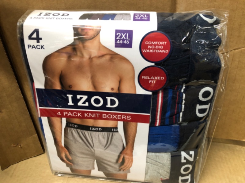 Photo 1 of (Size 2XL-- 44/46) --Izod Men's 4 Pack Knit Boxers Relaxed Fit
