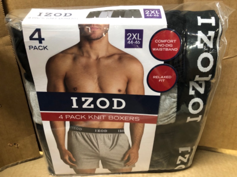 Photo 1 of (Size 2XL-- 44/46) --Izod Men's 4 Pack Knit Boxers Relaxed Fit
