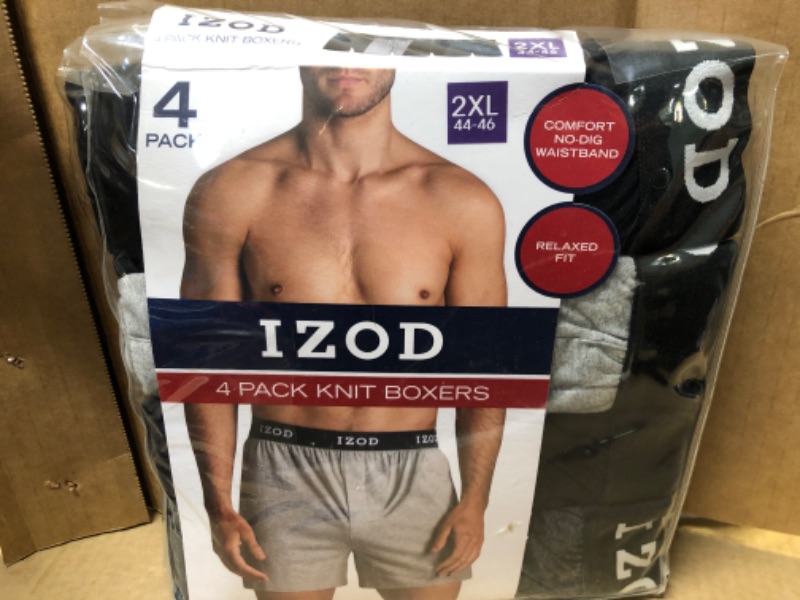 Photo 1 of (Size 2XL-- 44/46) --Izod Men's 4 Pack Knit Boxers Relaxed Fit
