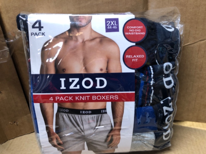 Photo 1 of (Size 2XL-- 44/46) --Izod Men's 4 Pack Knit Boxers Relaxed Fit
