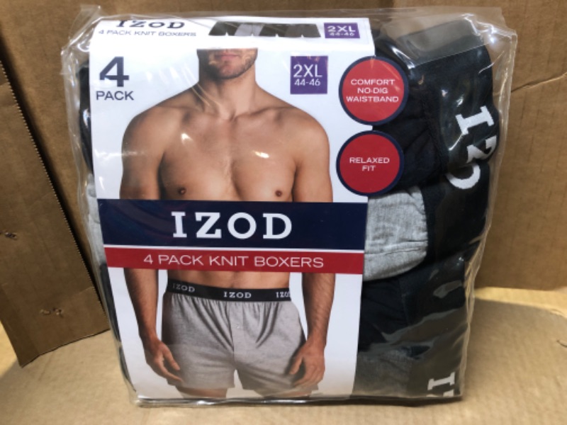 Photo 1 of (Size 2XL-- 44/46) --Izod Men's 4 Pack Knit Boxers Relaxed Fit
