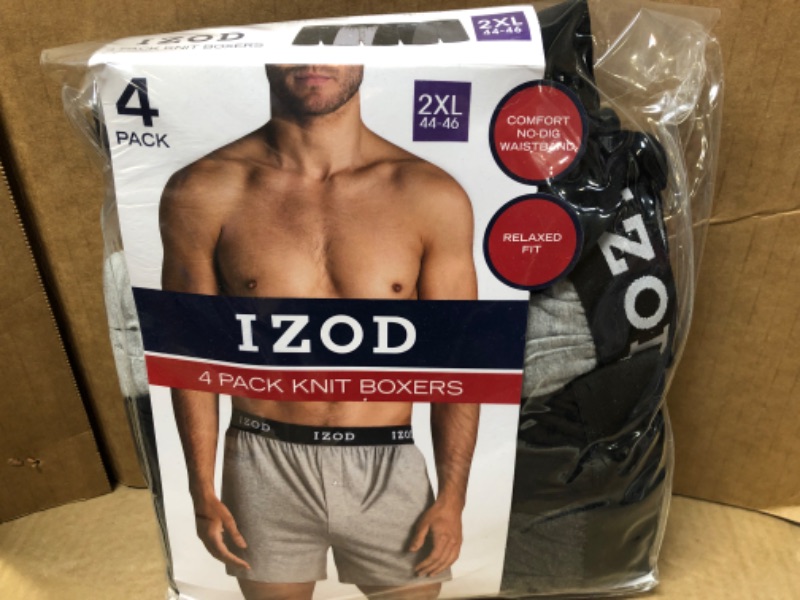 Photo 1 of (Size 2XL-- 44/46) --Izod Men's 4 Pack Knit Boxers Relaxed Fit
