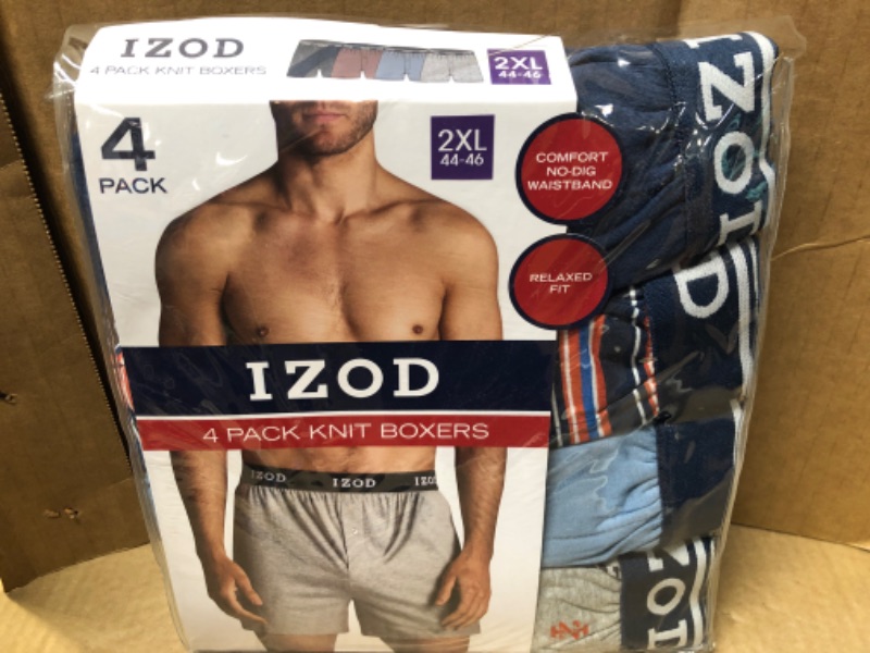 Photo 1 of (Size 2XL-- 44/46) --Izod Men's 4 Pack Knit Boxers Relaxed Fit
