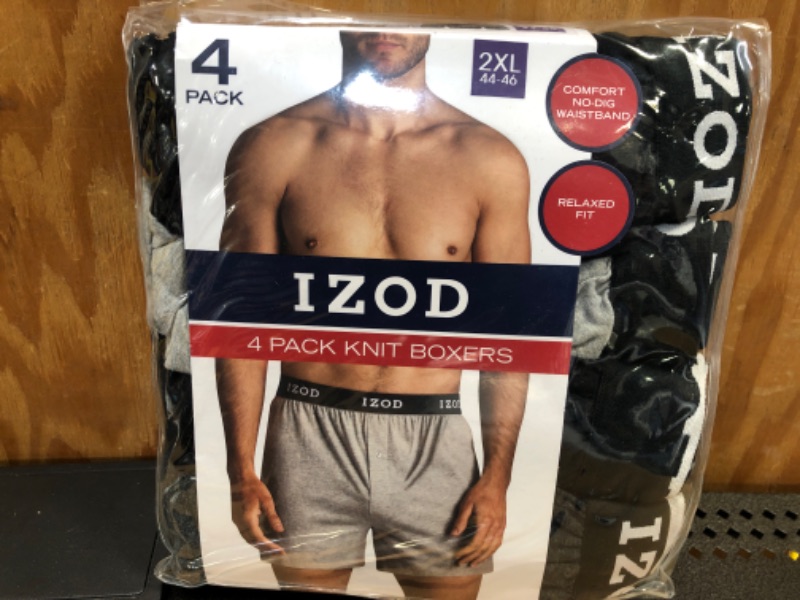 Photo 1 of (Size 2XL-- 44/46) --Izod Men's 4 Pack Knit Boxers Relaxed Fit
