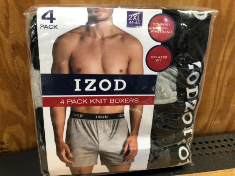 Photo 1 of (Size 2XL-- 44/46) --Izod Men's 4 Pack Knit Boxers Relaxed Fit
