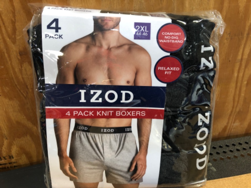 Photo 1 of (Size 2XL-- 44/46) --Izod Men's 4 Pack Knit Boxers Relaxed Fit
