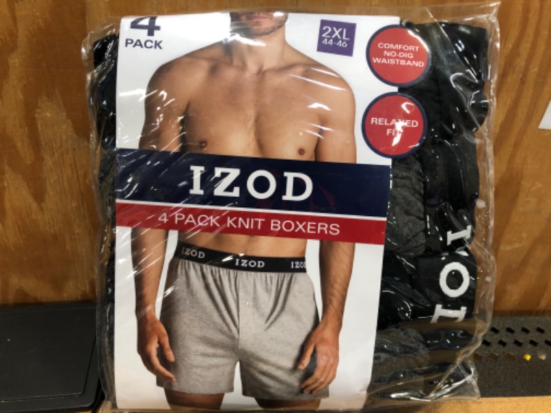 Photo 1 of (Size 2XL-- 44/46) --Izod Men's 4 Pack Knit Boxers Relaxed Fit
